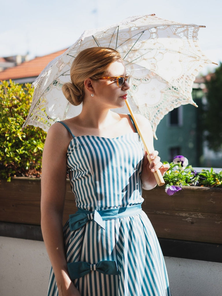 Turquoise 1950s Stripes Romper & Skirt – Retro Stage - Chic Vintage ...