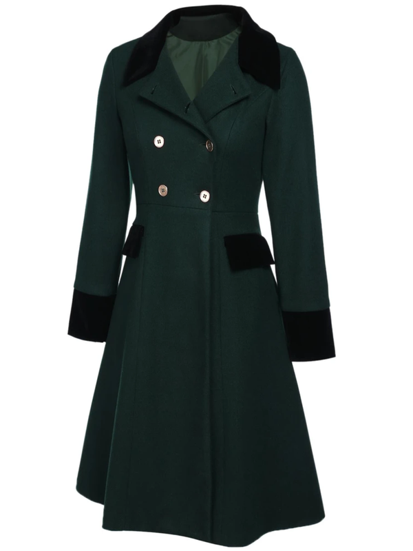 Dark Green 1940s Solid Button Coat – Retro Stage - Chic Vintage Dresses ...
