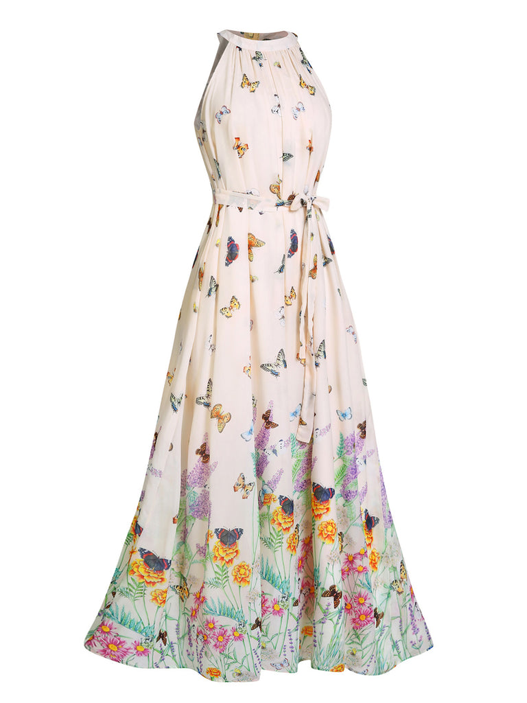 Floral Butterfly Vintage Maxi Dress
