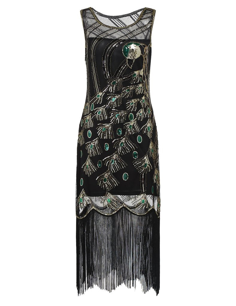 peacock 1920s dress