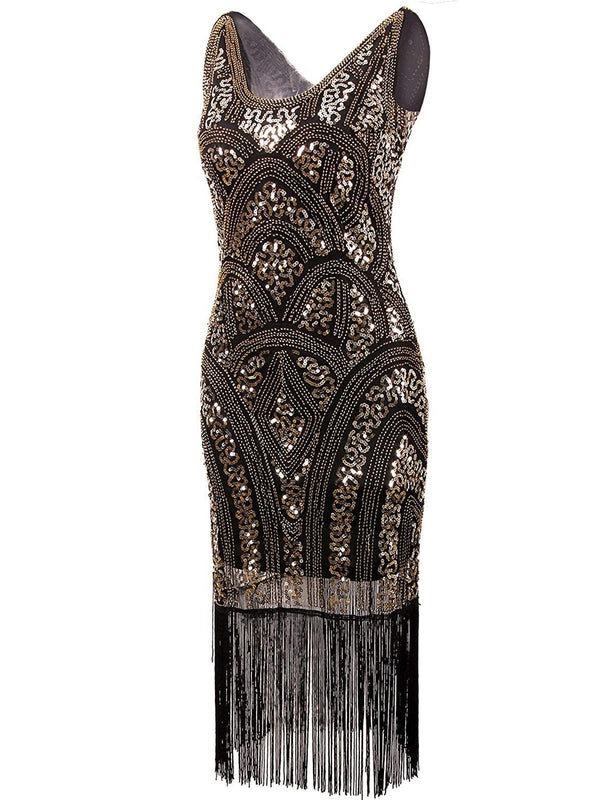 1920s Sequin Fringe Flapper Dress – Retro Stage - Chic Vintage Dresses ...