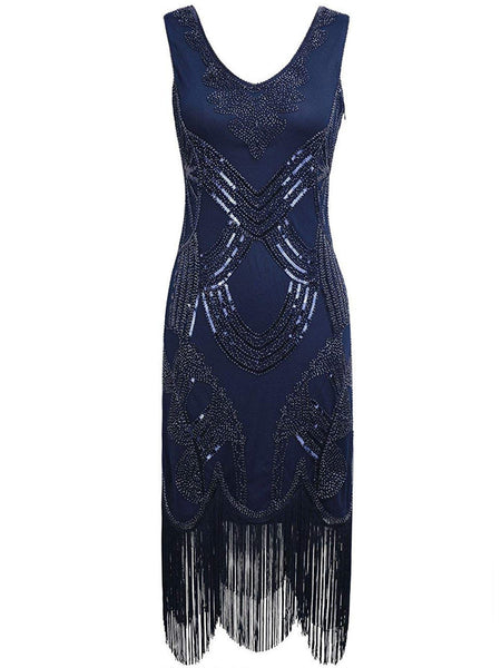 Blue 1920s Sequin Flapper Dress – Retro Stage - Chic Vintage Dresses ...
