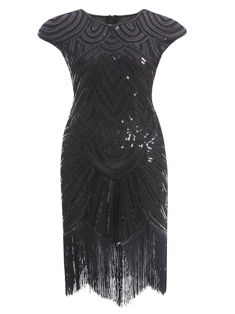 black shimmer dress plus size