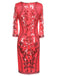 [US Warehouse] Red 1920s 3/4 Sleeve Sequin Gatsby Dress