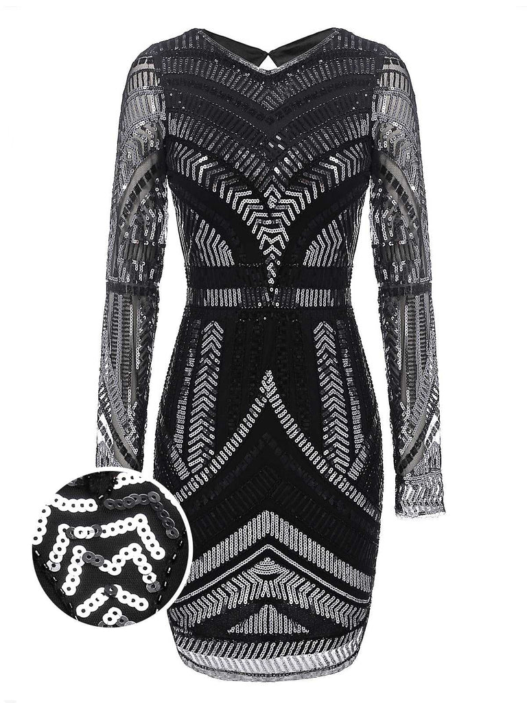 black geometric dress