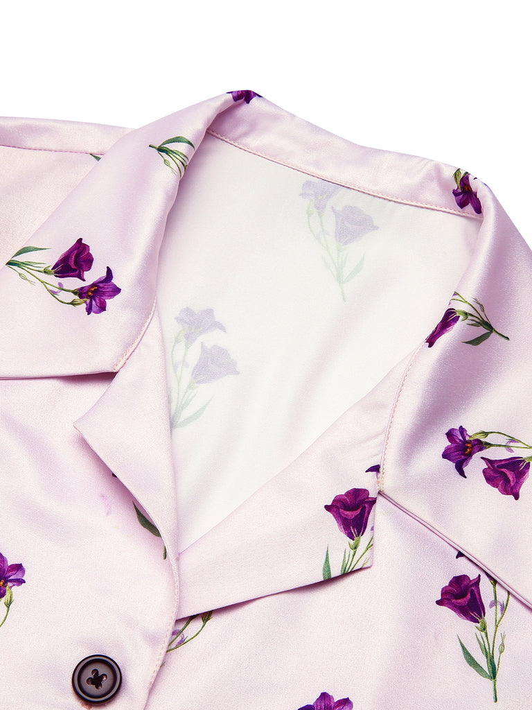 Purple 1940s Petunia Lapel Dress