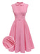 Pink 1950s Doll Collar Solid Dress