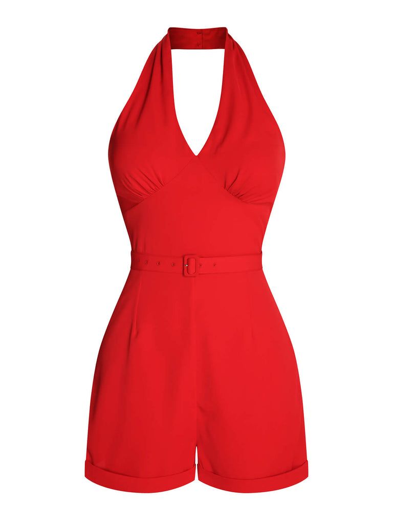 Red 1950s Pin-Up Girls Romper & Skirt