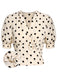 Beige 1940s Dots Bowknot V-Neck Blouse