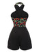 [Pre-sale] Black 1950s Cherry Cross Halter Romper