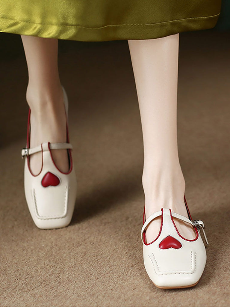 Retro Square Shallow Mouth Thick Heel Shoes