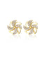 Retro Windmill Gold Trim Alloy Earrings