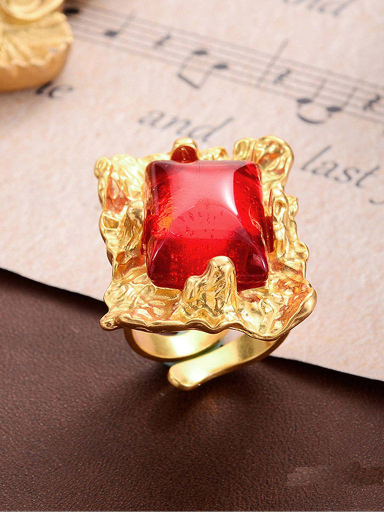 Red Rhinestone Adjustable Ring