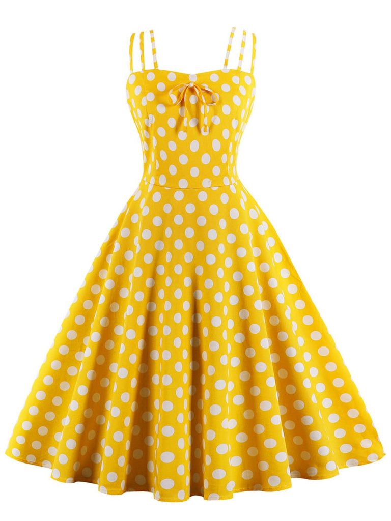 spaghetti strap polka dot dress