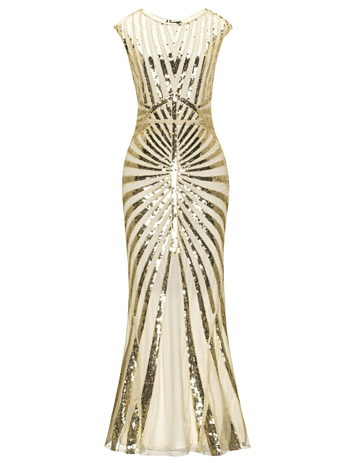 1920s Sequin Art Deco Maxi Dress