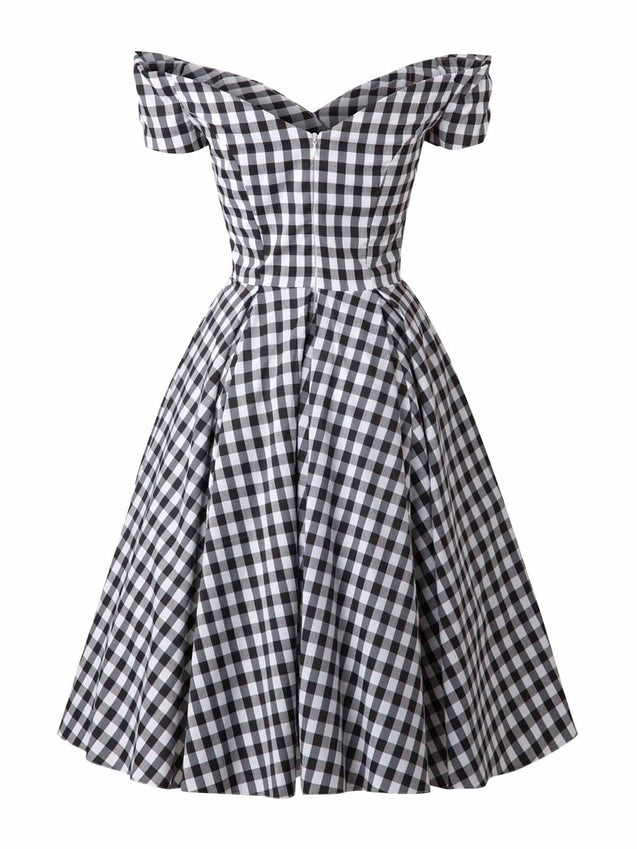 Black 1950s Plaid Swing Dress - Retro Stage - Chic Vintage Dresses and ...