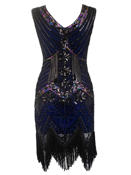[US Warehouse] Blue Plus Size 1920s Sequined Dress – Retro Stage - Chic ...