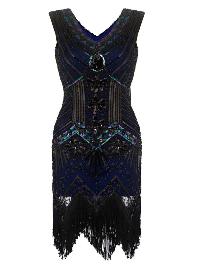[US Warehouse] Blue Plus Size 1920s Sequined Dress – Retro Stage - Chic ...
