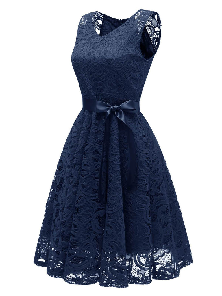 1950s Lace V Neck Bow Dress – Retro Stage - Chic Vintage Dresses and ...