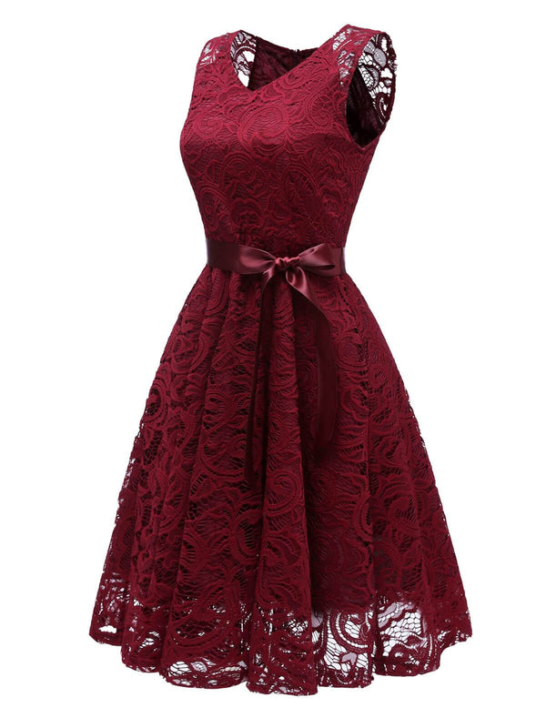 1950s Lace V Neck Bow Dress – Retro Stage - Chic Vintage Dresses and ...