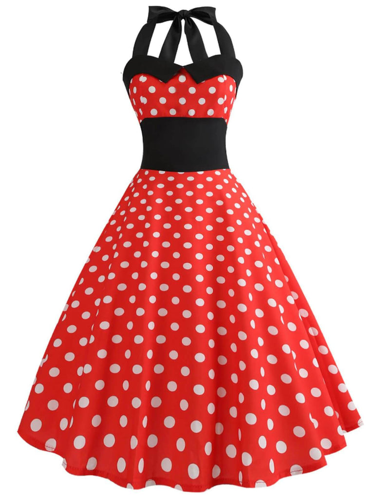 1950s red polka dot dress