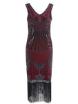 Sleeveless Below the Knee Polyester Side Zipper Sequined Dress