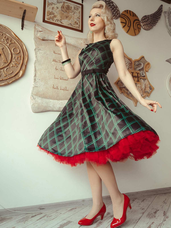 Green 1950s Plaid Belted Swing Dress – Retro Stage - Chic Vintage ...