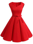 Back Zipper Vintage Polyester Swing-Skirt Floral Print Above the Knee Spring Sweetheart Evening Dress
