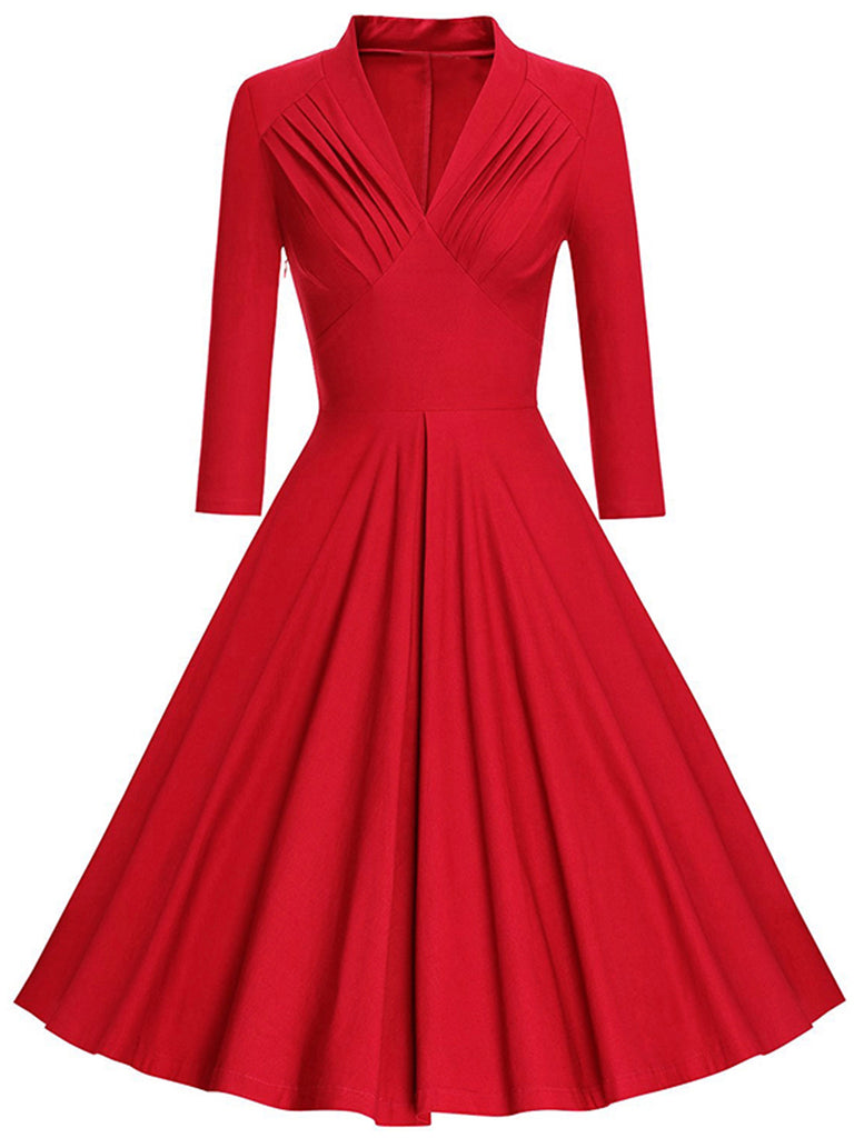 red swing dress long sleeve
