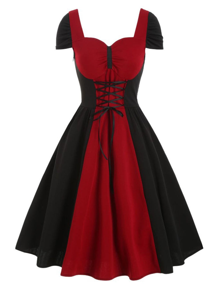 red fifties style dress