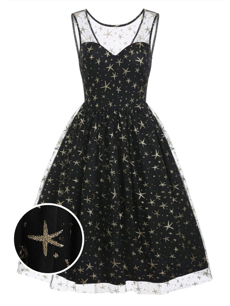 black 1950s swing dress