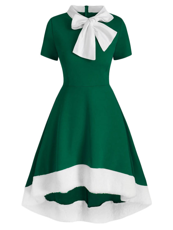 1950s Bowknot Collar Swing Dress