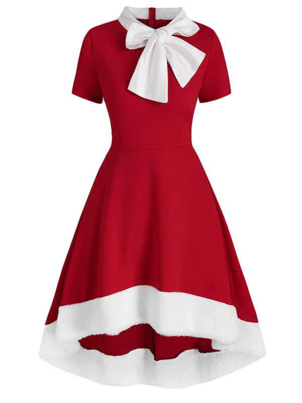 1950s Bowknot Collar Swing Dress