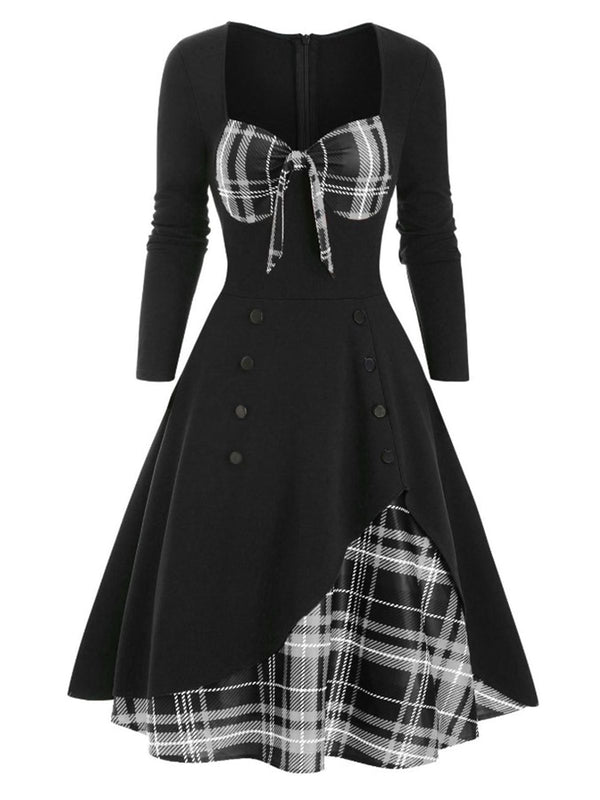 1950s Sweetheart Plaid Patchwork Dress – Retro Stage - Chic Vintage ...