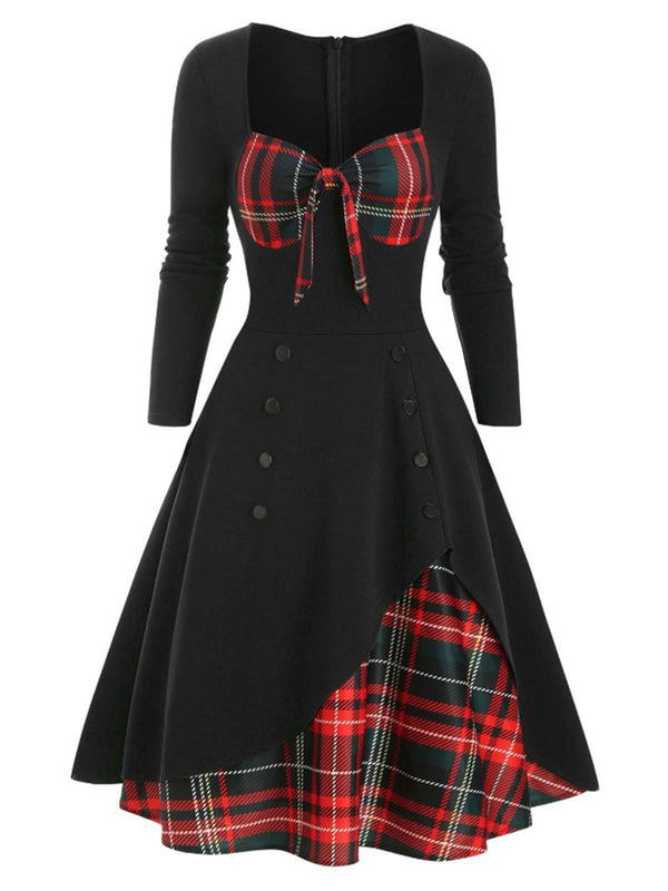 1950s Sweetheart Plaid Patchwork Dress – Retro Stage - Chic Vintage ...