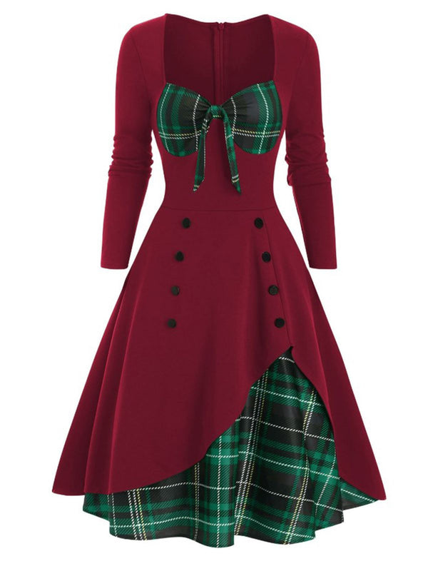 1950s Sweetheart Plaid Patchwork Dress – Retro Stage - Chic Vintage ...