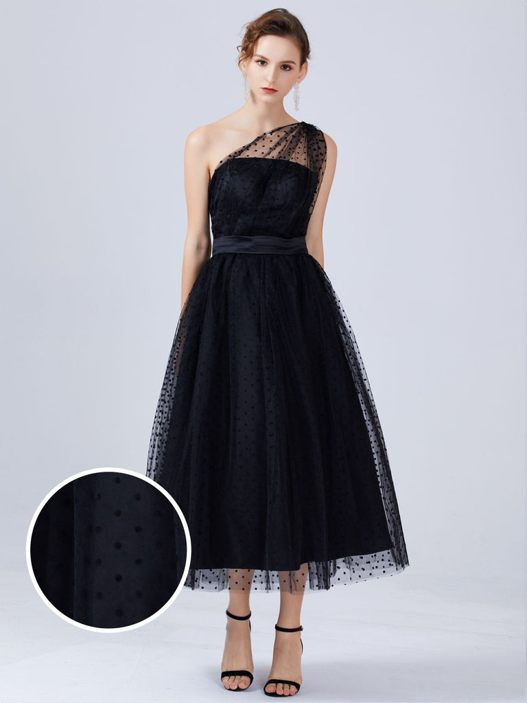 black one shoulder formal dress