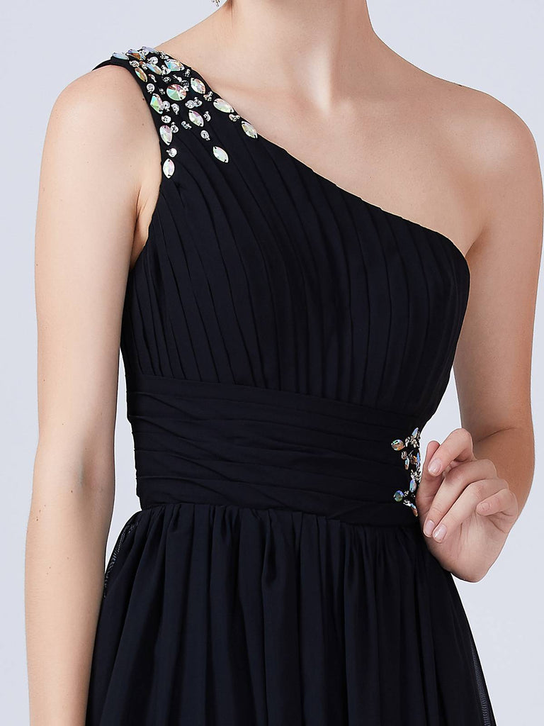 one shoulder rhinestone dress