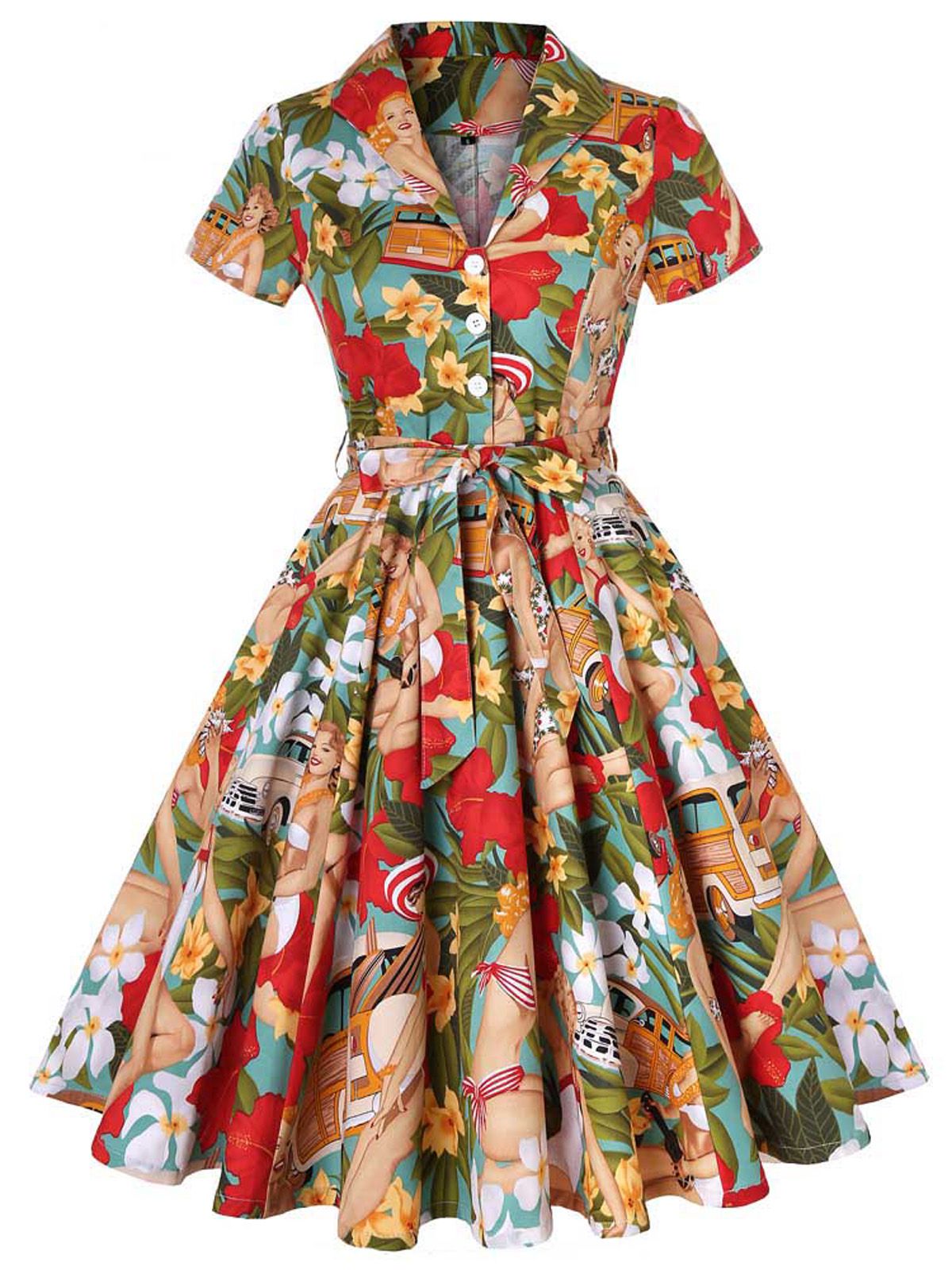 1950s Bikini Girls Swing Dress