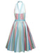 Rainbow 1950s Stripe Pocket Swing Dress