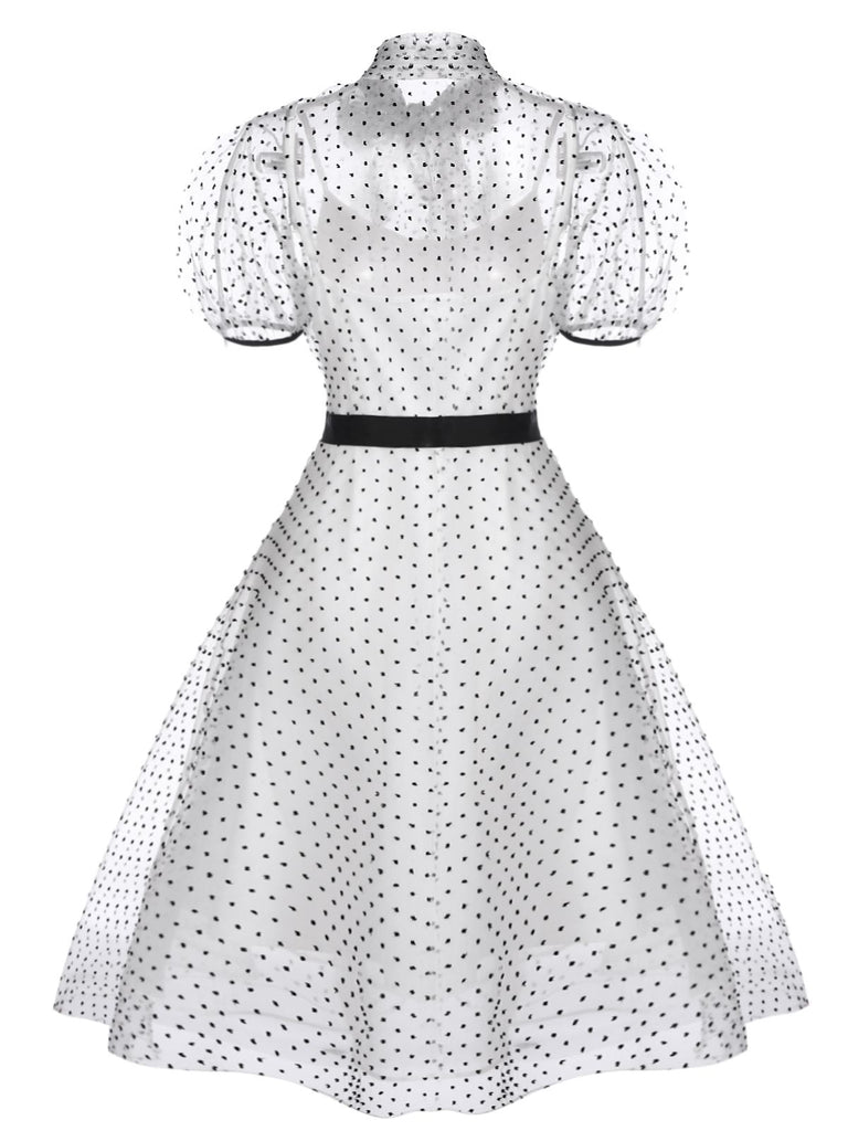 White 1950s Polka Dot Lining Dress – Retro Stage - Chic Vintage Dresses ...