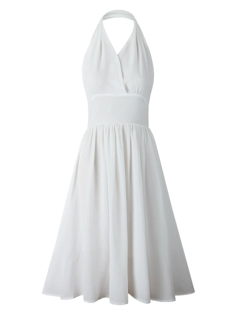 white halter swing dress