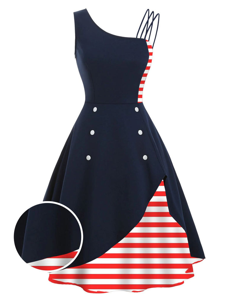 retro navy blue dress