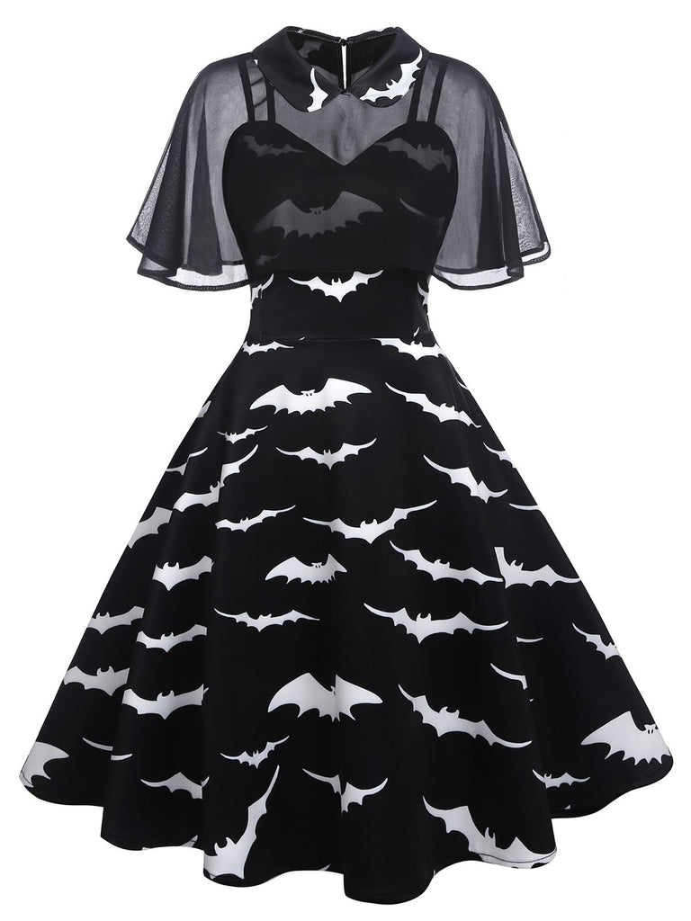 black 1950s swing dress