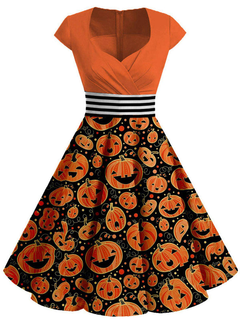 Plus Size Orange 1950s Dress – Retro Stage Vintage Dresses and