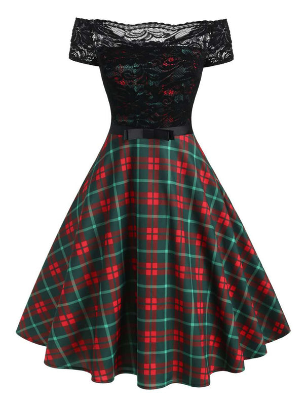 Plaids 1950s Lace Patchwork Swing Dress – Retro Stage - Chic Vintage ...