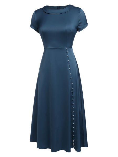 Blue 1940s Pearl Buttons Darlene Dress – Retro Stage - Chic Vintage ...
