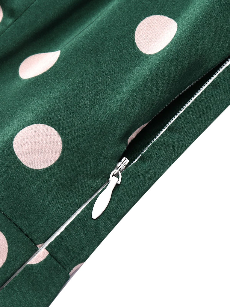 Emerald 1930s Polka Dot Fishtail Dress