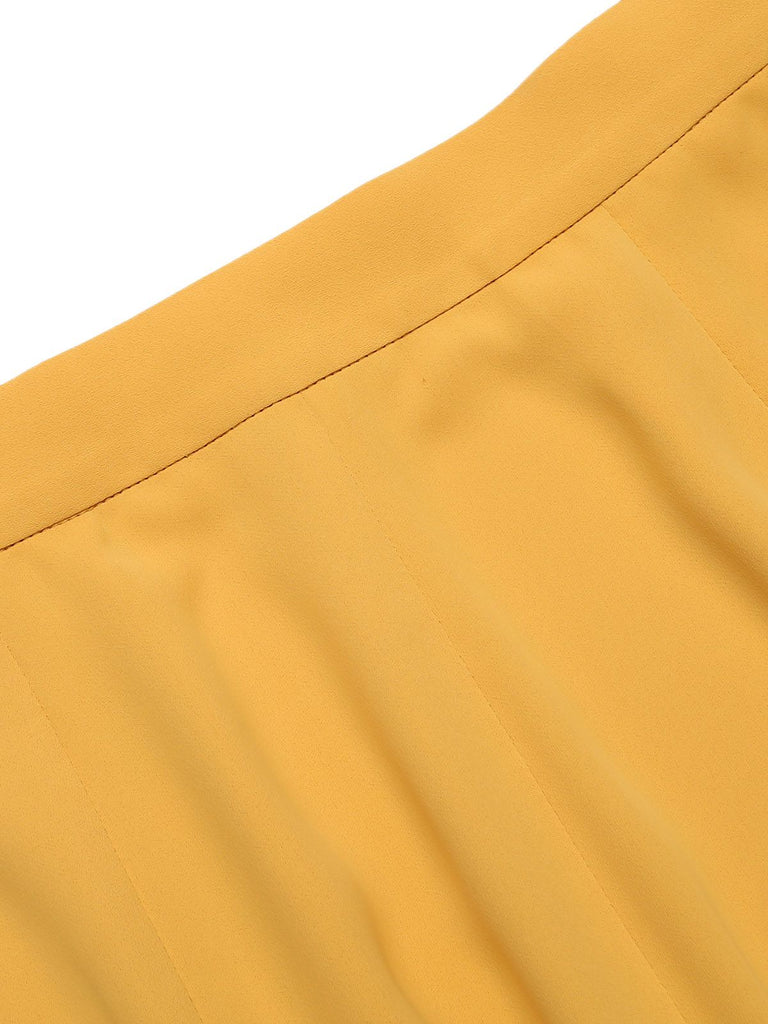 Yellow 1950s Ruffled Pockets Shorts