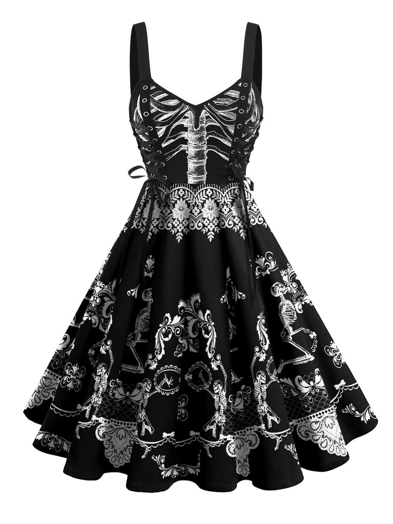 Black Lace-up Dress – Retro Stage - Chic Vintage Dresses Accessories